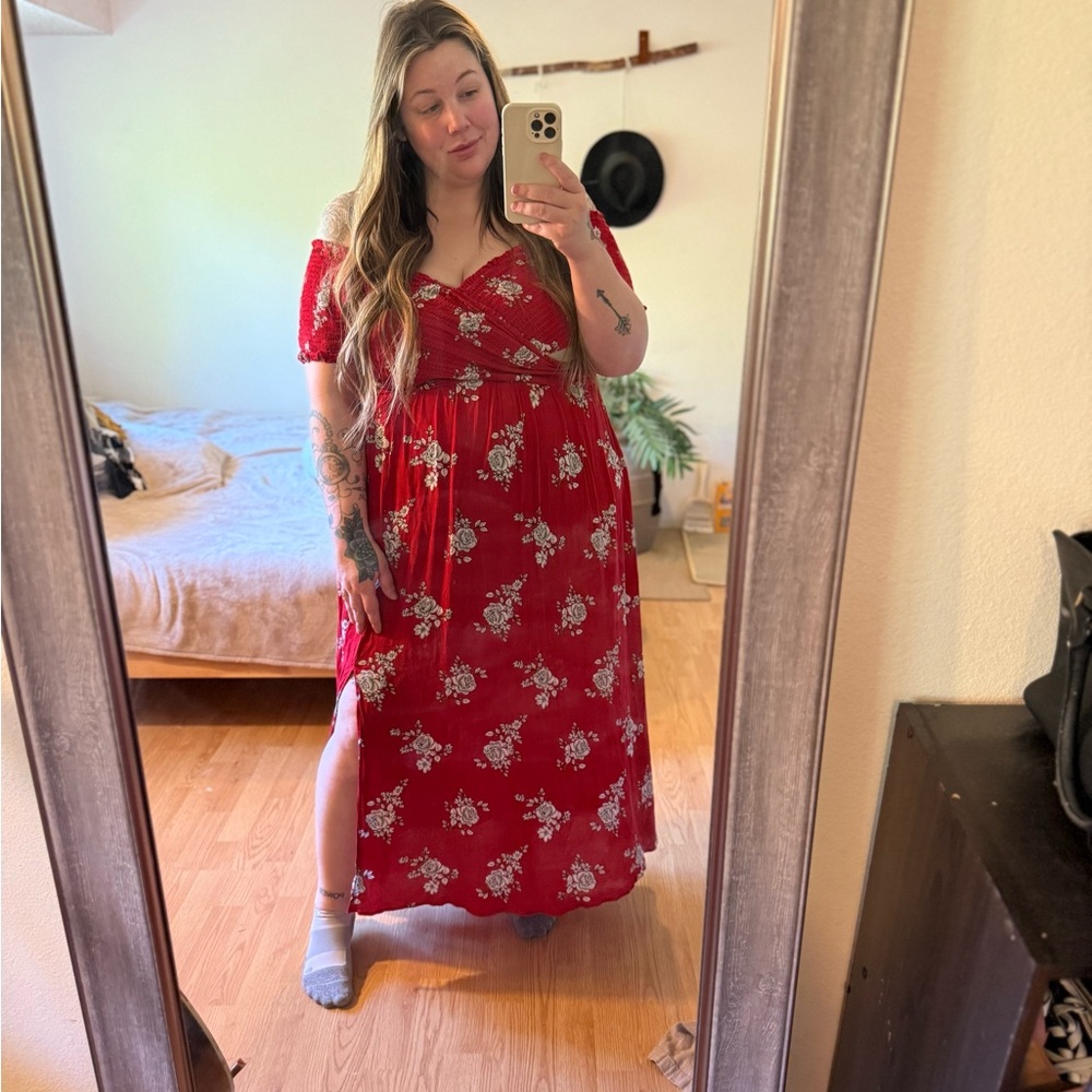 Floral Red Maxi Dress